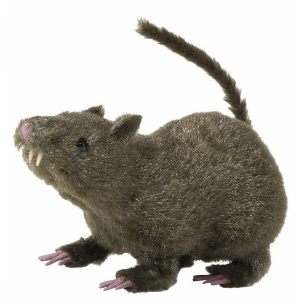 Harige horror decoratie rat bruin 21 cm - Feestdecoratievoorwerp