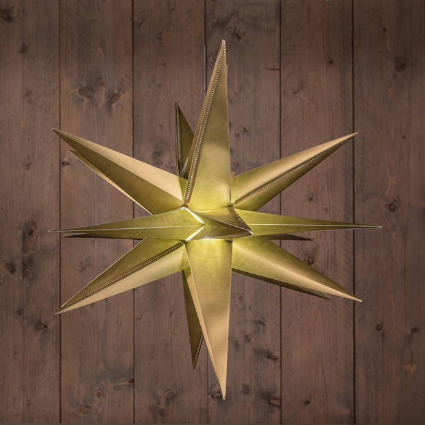 Verlichte 3D kerststerren - 2x st - goud - 35 en 60 cm - kunststof - Kerststerren