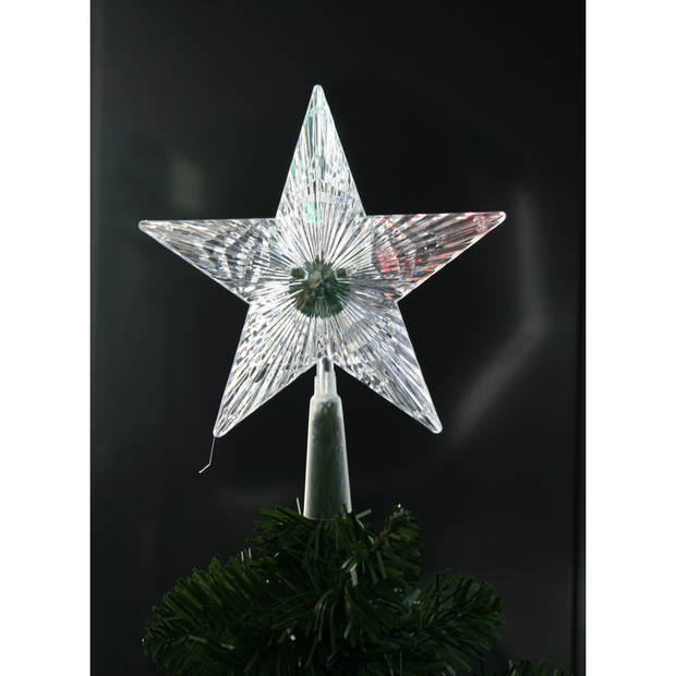 Gerimport Kerstboom ster piek - met licht - knipperfunctie - kunststof - 21 cm - kerstboompieken