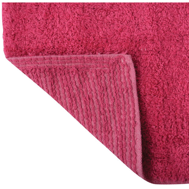 MSV Douche anti-slip mat en droogloop mat - Napoli badkamer set - rubber/polyester - fuchsia roze - Badmatjes