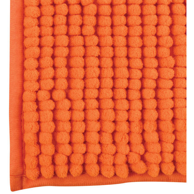 MSV Badkamerkleed/badmat voor op de vloer - oranje - 60 x 90 cm - Microvezel - Badmatjes