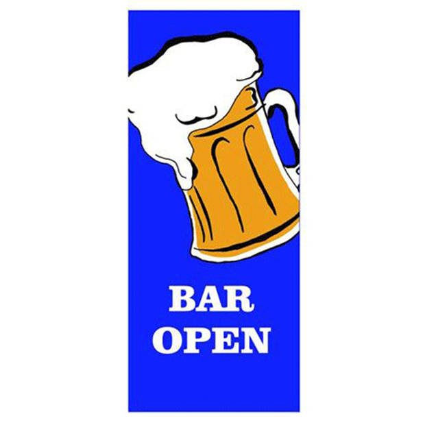 Blauwe vlag met bier pul Bar Open - Feestdecoratievoorwerp