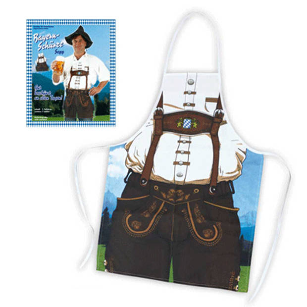 Oktoberfest verkleedkleding keukenschort man met lederhose - Feestdecoratievoorwerp