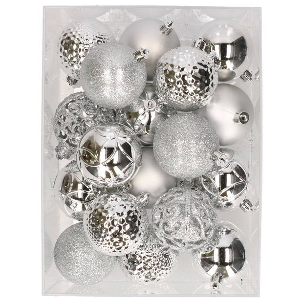 37x stuks kunststof kerstballen zilver 6 cm - Kerstbal