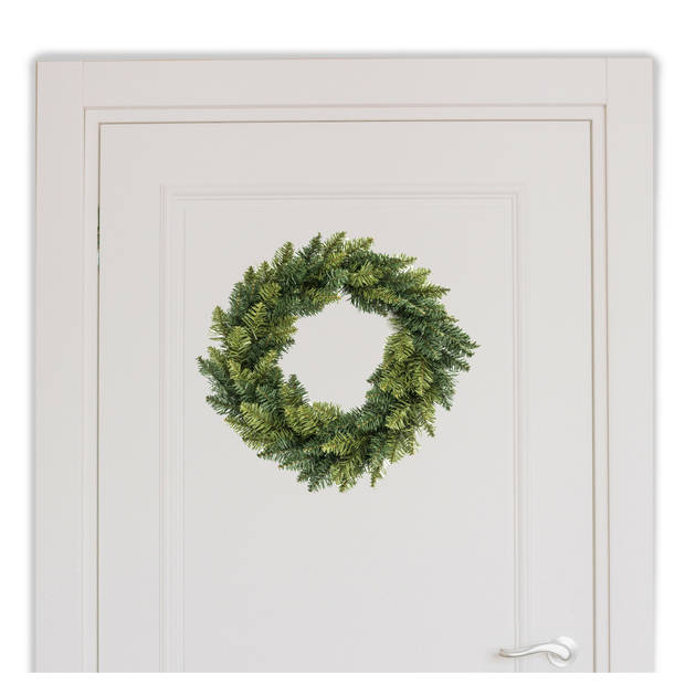 Kerstkrans/dennenkrans - groen - incl. hanger - D40 cm - kunststof - Kerstkransen