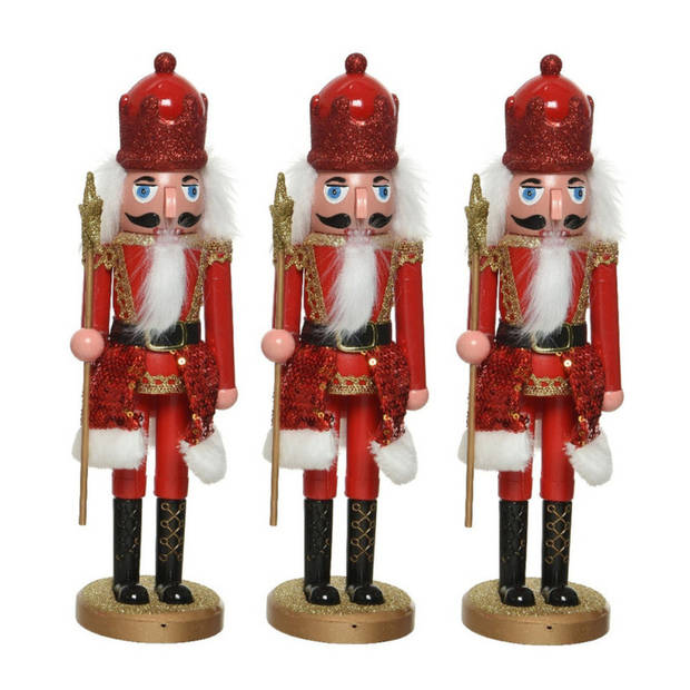 2x stuks kerstbeeldjes kunststof notenkraker poppetjes/soldaten rood 28 cm kerstbeeldjes - Kerstbeeldjes