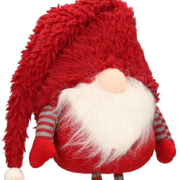 Decoratie gnome/kabouter pop - H55 cm - rood - kerstman pop - Kerstman pop