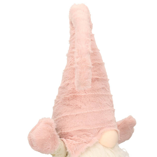 Pluche gnome/dwerg - 46 cm decoratie pop - lichtroze - Kerstman pop