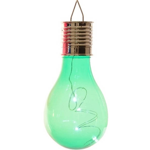 6x Buitenlampen/tuinlampen lampbolletjes/peertjes 14 cm transparant/groen/geel - Buitenverlichting