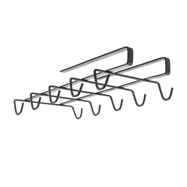 Tomado Metaltex - Kopjes ophangen aan plank - Zwart - Ophangen zonder boren - Check video