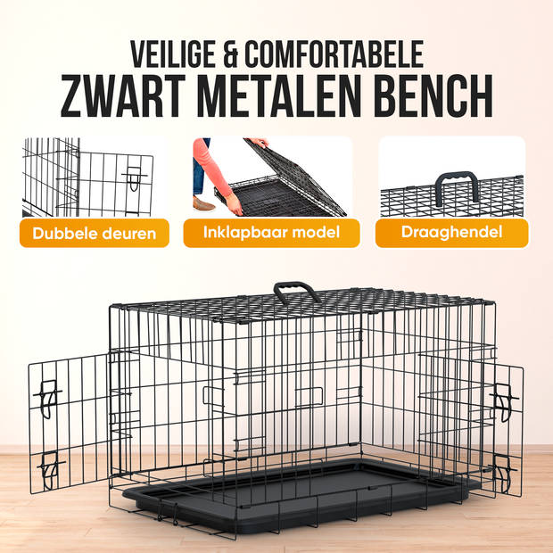 Avalo Hondenbench XXS - Bench Voor Honden - Opvouwbare Kooi - 2 Deuren - 50x30x35 CM