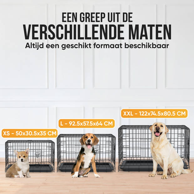 Avalo Hondenbench L - Bench Voor Honden - Opvouwbare Kooi - 2 Deuren - 92x57x64 CM