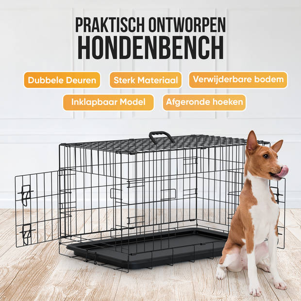 Avalo Hondenbench XXL - Bench Voor Honden - Opvouwbare Kooi - 2 Deuren - 122x74x80 CM