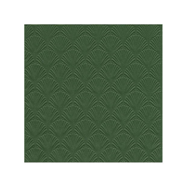 48x Luxe 3-laags servetten met patroon donker groen 33 x 33 cm - Feestservetten