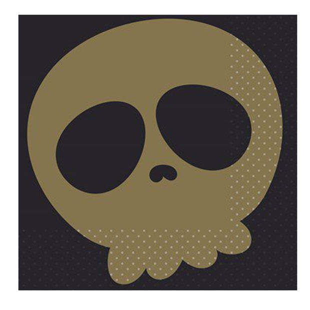 Halloween/horror doodshoofd/schedel servetten - 20x - zwart - papier - 33 cm - Feestservetten
