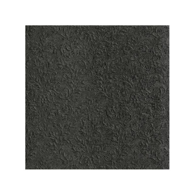 60x 3-laags servetten cameo uni zwart 33 x 33 cm - Feestservetten