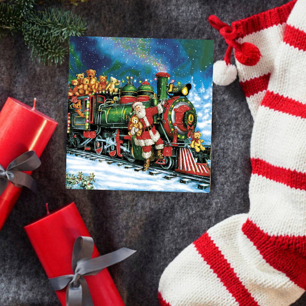 Maki kerst thema servetten - 40x st - 33 x 33 cm - kerstman trein - Feestservetten