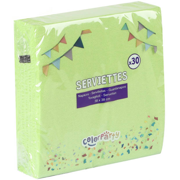 Color Party diner/feest servetten - 60x - lime groen - 38 x 38 cm - papier - 3-laags - Feestservetten