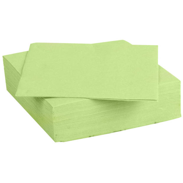 Color Party diner/feest servetten - 60x - lime groen - 38 x 38 cm - papier - 3-laags - Feestservetten