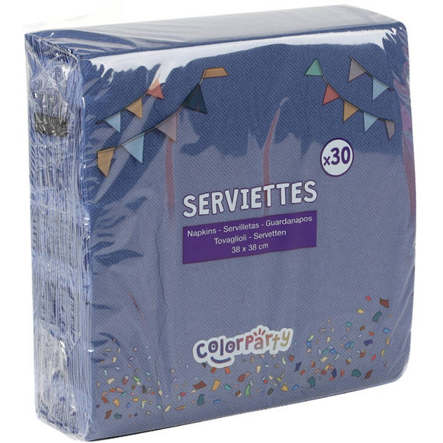 Color Party diner/feest servetten - 60x - donkerblauw - 38 x 38 cm - papier - 3-laags - Feestservetten