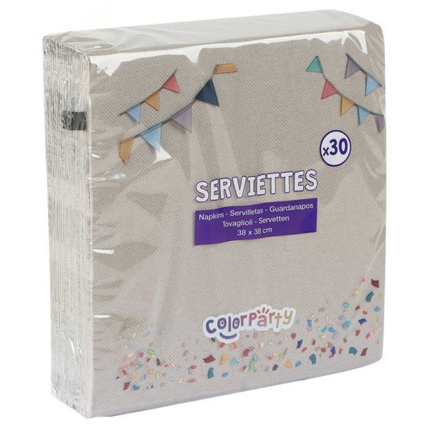 Color Party diner/feest servetten - 30x - beige - 38 x 38 cm - papier - 3-laags - Feestservetten