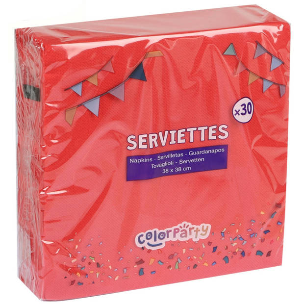 Color Party diner/feest servetten - 60x - helder rood - 38 x 38 cm - papier - 3-laags - Feestservetten