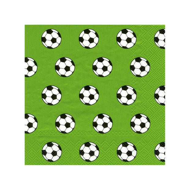 60x groen 3-laags servetten voetbal ballen 33 x 33 cm - Feestservetten