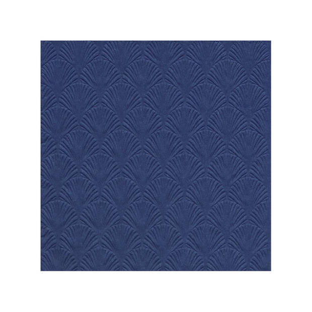 32x Luxe 3-laags servetten met patroon donker blauw 33 x 33 cm - Feestservetten