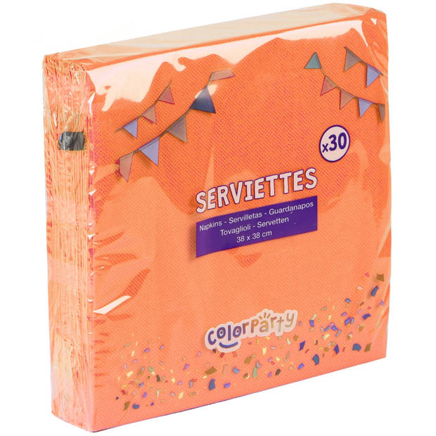 Color Party diner/feest servetten - 60x - oranje - 38 x 38 cm - papier - 3-laags - Feestservetten