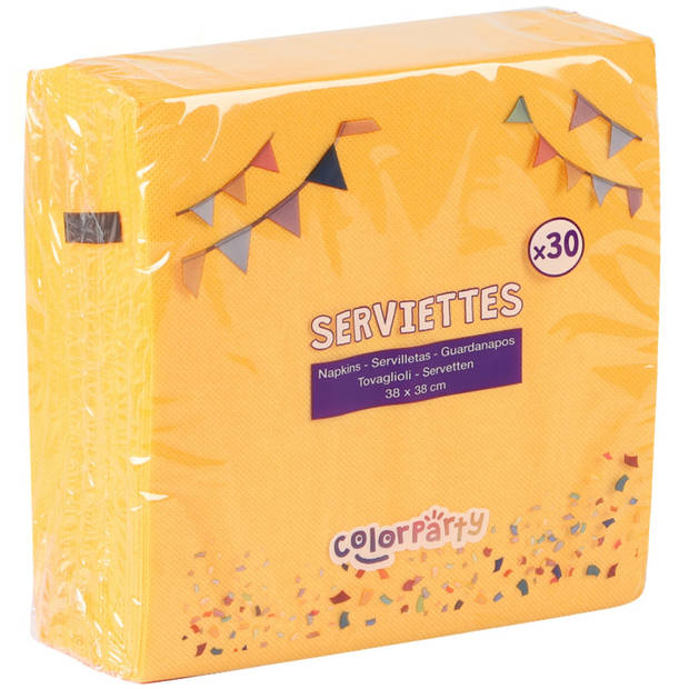 Color Party diner/feest servetten - 60x - geel - 38 x 38 cm - papier - 3-laags - Feestservetten