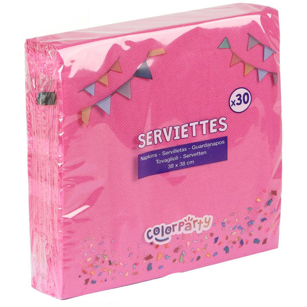 Color Party diner/feest servetten - 30x - fuchsia roze - 38 x 38 cm - papier - 3-laags - Feestservetten