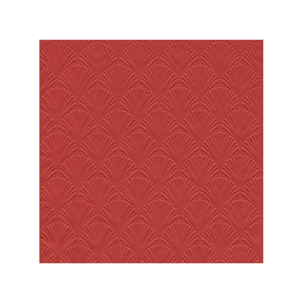 32x Luxe 3-laags servetten met patroon helder rood 33 x 33 cm - Feestservetten
