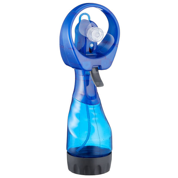 Cepewa Ventilator/Waterverstuiver voor in je hand - Verkoeling in zomer - 25 cm - Blauw - Handventilatoren