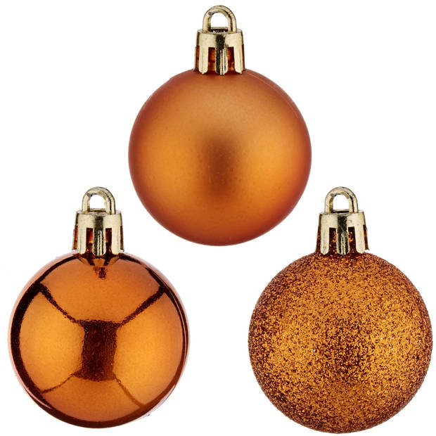 Krist+ kerstballen - 12x stuks - oranje - kunststofi¿½ -4 cm - Kerstbal