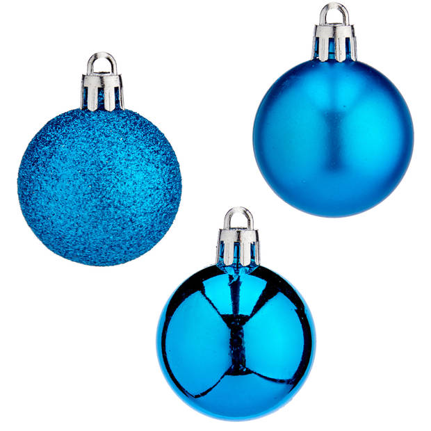 Krist+ kerstballen - 40x stuks - helder blauw - kunststofA -4 cmA - Kerstbal