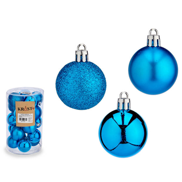 Kleine kerstballen - 40x st - turquoise blauw - 3 en 4 cm - Kerstbal
