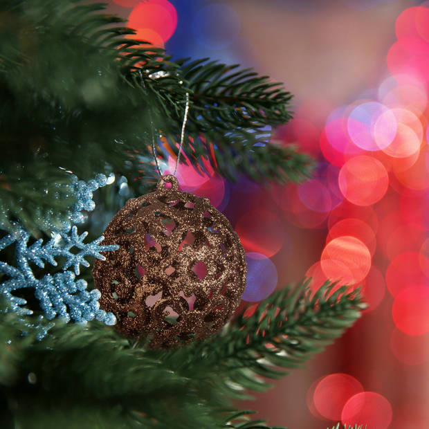 Relaxdays kerstballen - 100x st - bruin - 3, 4 en 6 cm - kunststof - Kerstbal