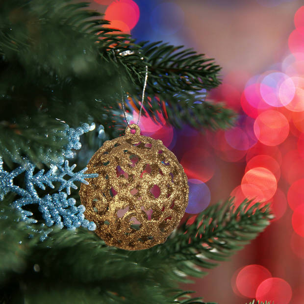 Relaxdays kerstballen - 50x st - goud - 3, 4 en 6 cm - kunststof - Kerstbal