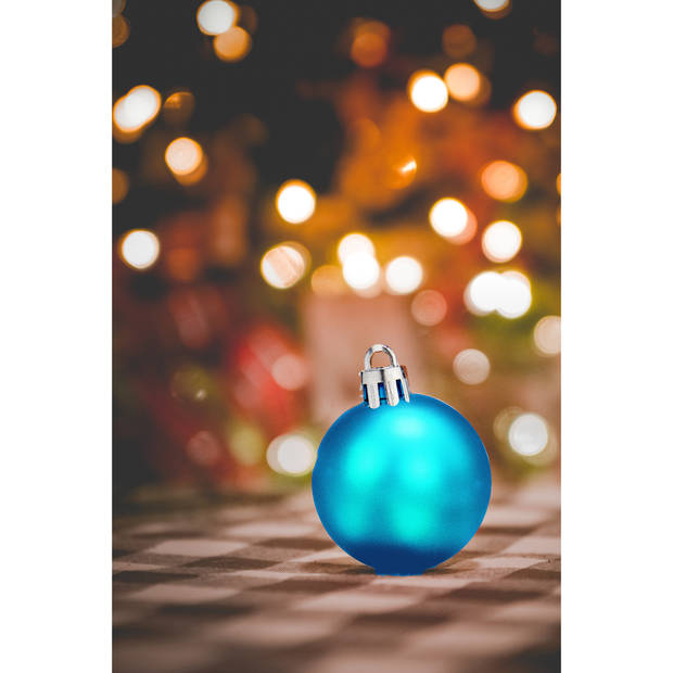 Krist+ kerstballen - 20x stuks - helder blauw - kunststofA -4 cmA - Kerstbal