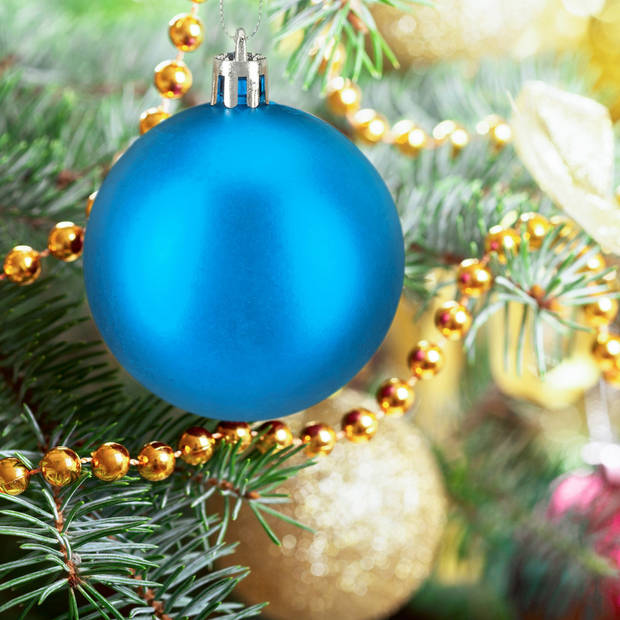 Relaxdays kerstballen - 100x st - intens blauw - 3, 4 en 6 cm - kunststof - Kerstbal