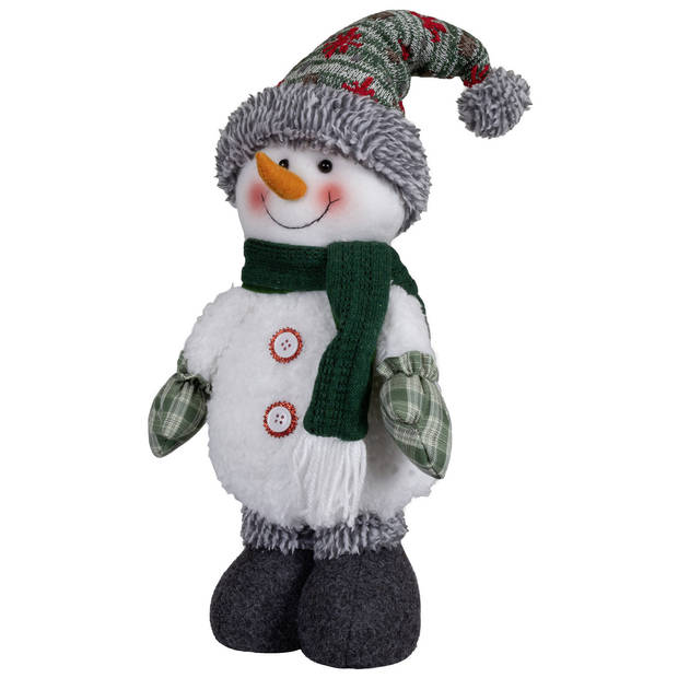 Pluche decoratie sneeuwpop - 40 cm - pop - met sterretjes muts - Kerstman pop