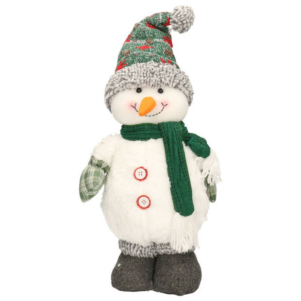 Pluche decoratie sneeuwpop - 40 cm - pop - met sterretjes muts - Kerstman pop