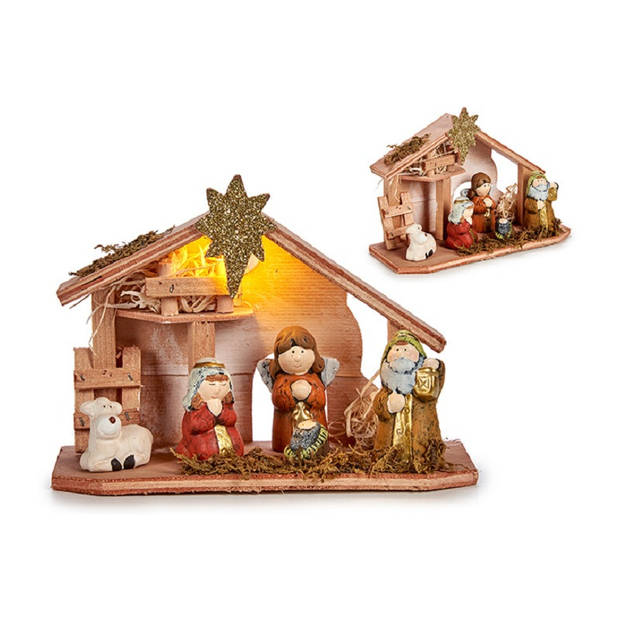 Krist+ kerststal - met led verlichting - incl. kerstbeelden - 22,5 cm - Kerststallen