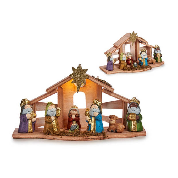 Krist+ kerststal - met led verlichting - incl. kerstbeelden - 30 cm - Kerststallen