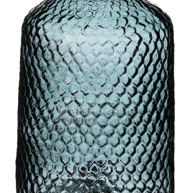 Natural Living Bloemenvaas Scubs Bottle - lichtblauw geschubt transparant - glas - D18 x H31 cm - Vazen