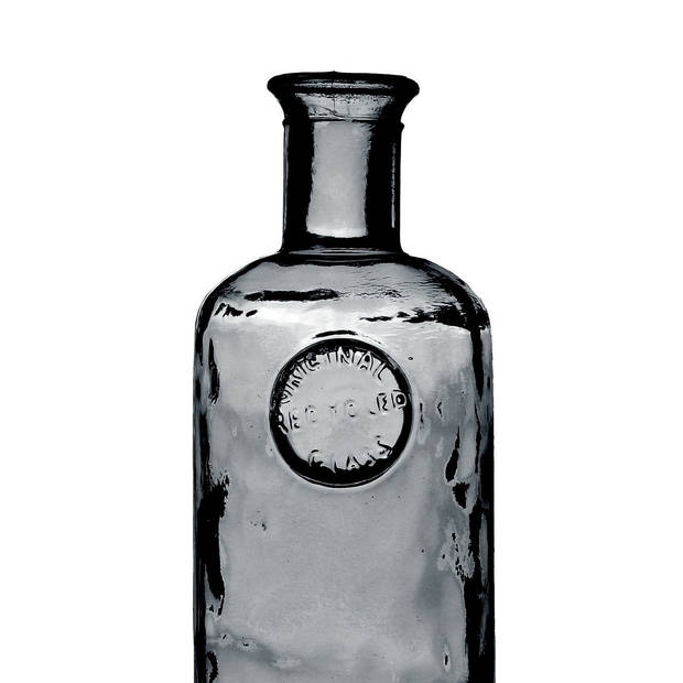 Natural Living Bloemenvaas Olive Bottle - smoke grijs transparant - glas - D13 x H27 cm - Fles vazen - Vazen