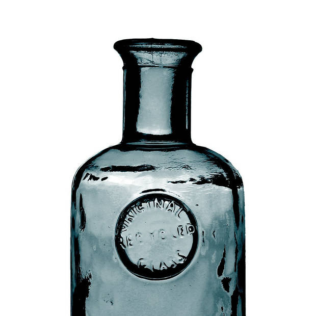 Natural Living Bloemenvaas Olive Bottle - marine blauw transparant - glas - D13 x H27 cm - Fles vazen - Vazen