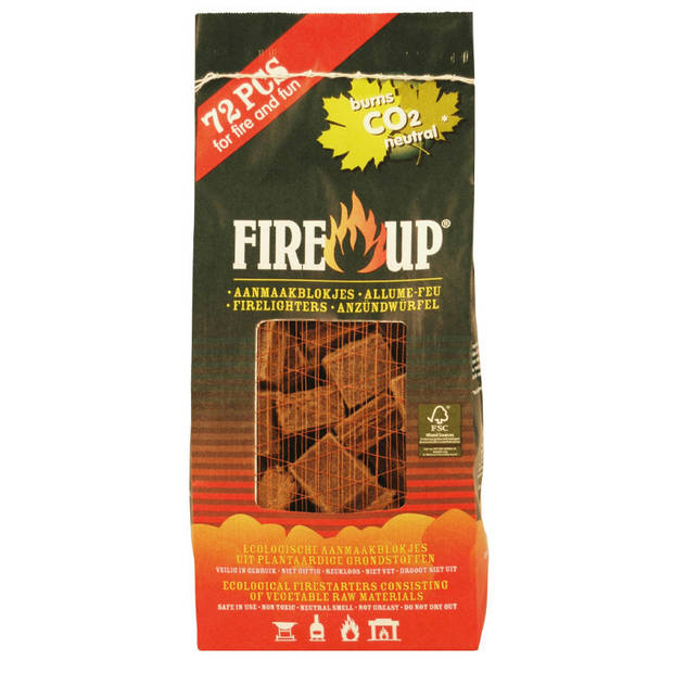 Fire-up Barbecue aanmaakblokjes - 144x - bruin - reukloos - niet giftig - BBQ - Aanmaakblokjes