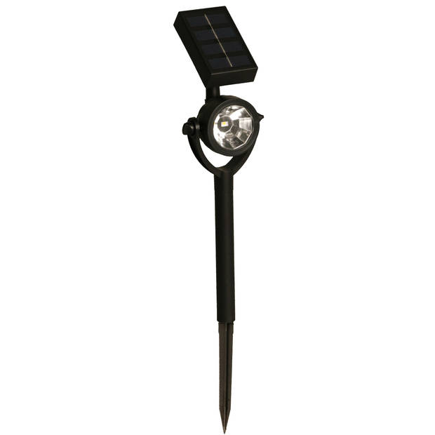 Solar tuinlamp/spotlamp - 4x - zwart - LED Softtone effect - oplaadbaar - L8 x B5,5 x H35 cm - Fakkels