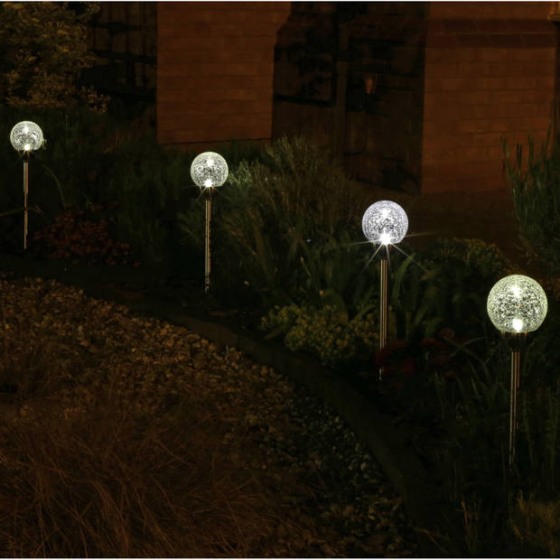 Solar tuinlamp - 1x - RVS - LED Softtone effect - oplaadbaar - D12 x H55 cm - Fakkels